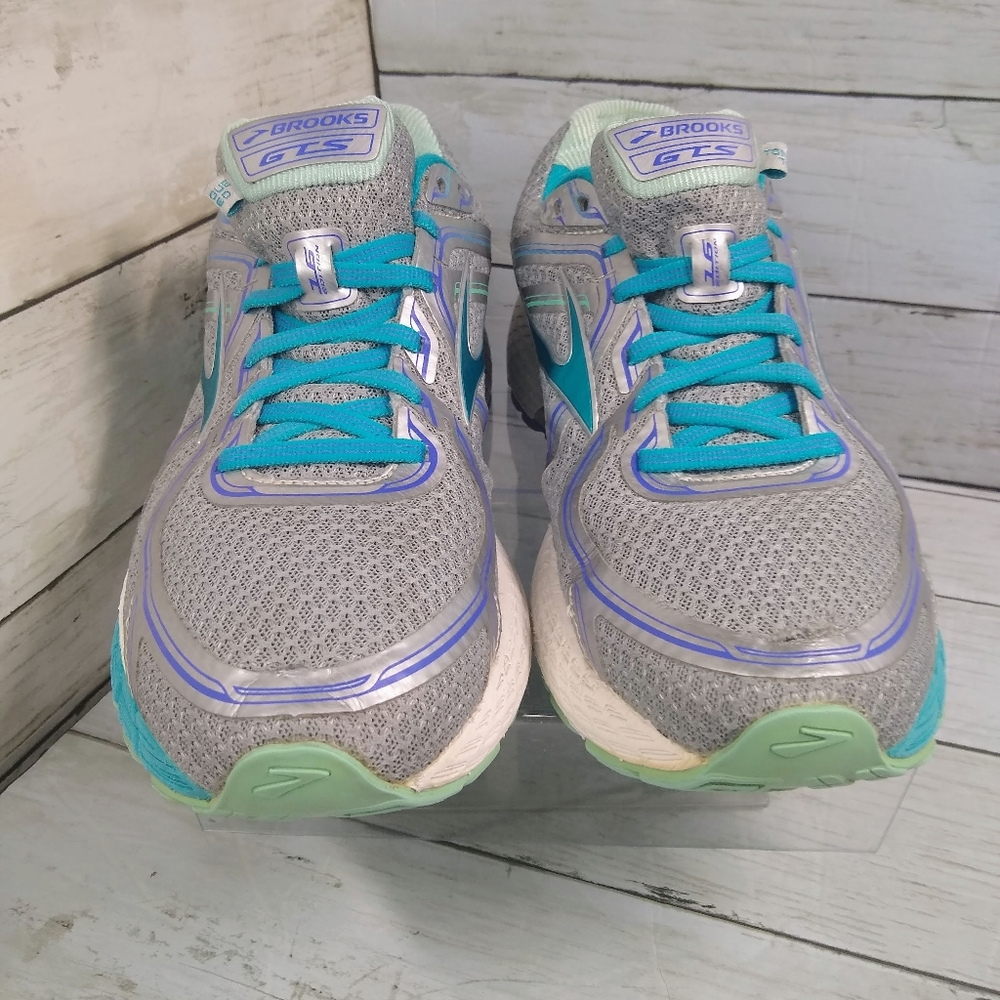 Brooks DNA GTS-16th Edition Women's 10.5B Silver Teal Purple LaceUp Sneakers